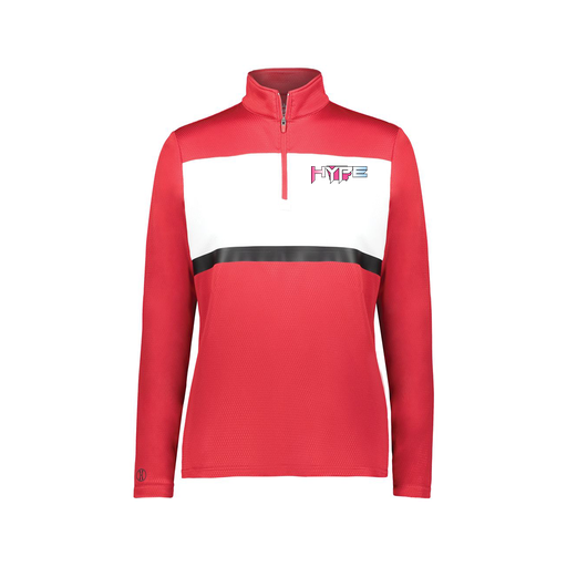 [222791.408.XS-LOGO1] Ladies Bold 1/4 Zip Pullover (Female Adult XS, Red, Logo 1)