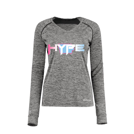 [222770.K94.XS-LOGO2] Ladies Electric Long Sleeve Shirt (Female Adult XS, Black, Logo 2)