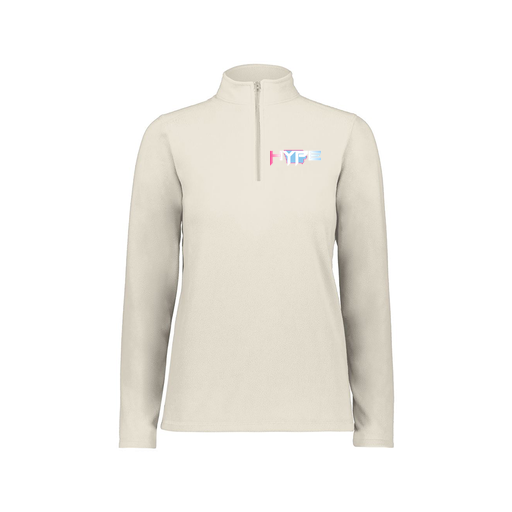 [6864.53T.XS-LOGO2] Ladies MicroFleece 1/4 Zip Pullover (Female Adult XS, White, Logo 2)